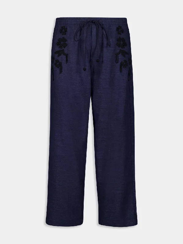 Women's clothing luxury picks-Embroidered Sesame Trousers