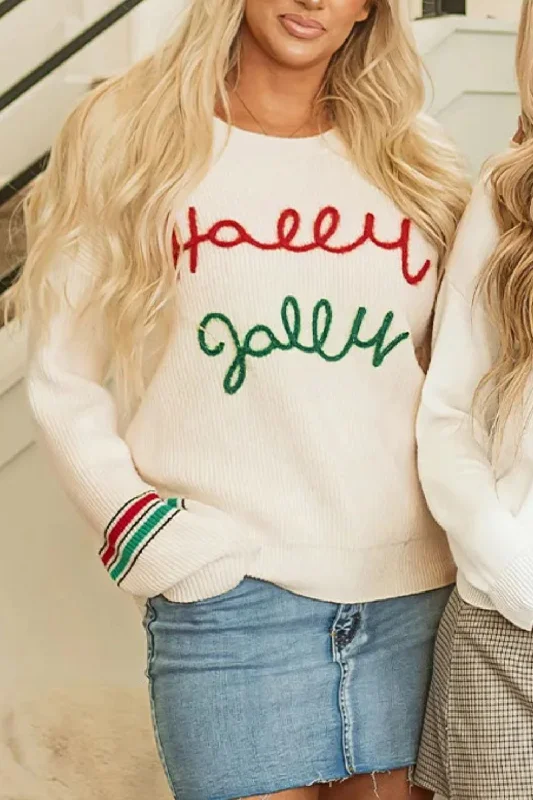 Sweaters soft layer-Letter Round Neck Long Sleeve Sweater