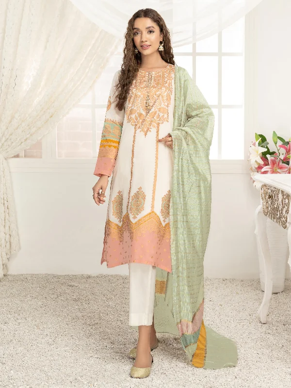 Women's clothing long coats-3 Piece Lawn Suit-Gold Paste Print (Unstitched)