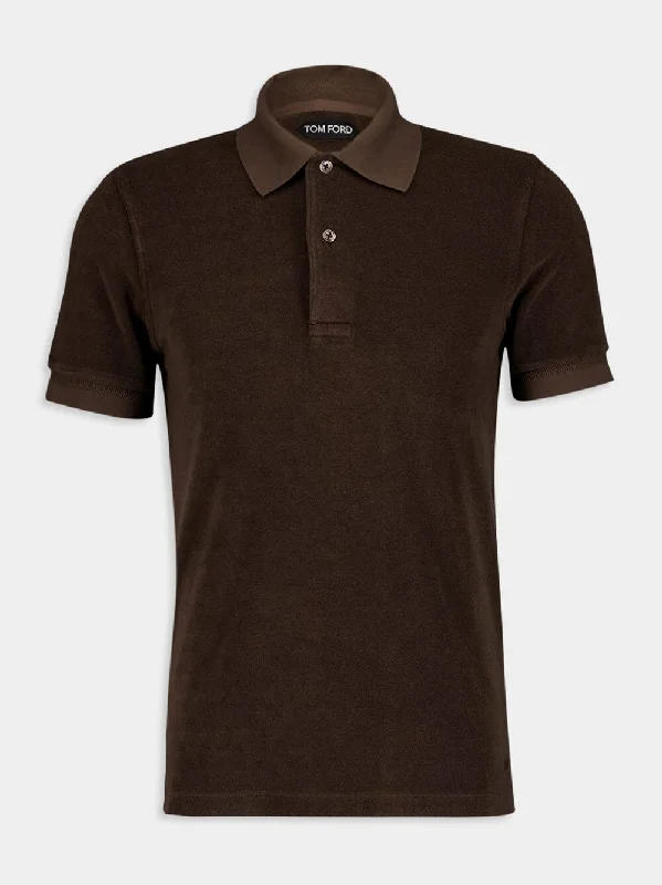 Women's clothing try-out-Towelling Brown Polo Shirt