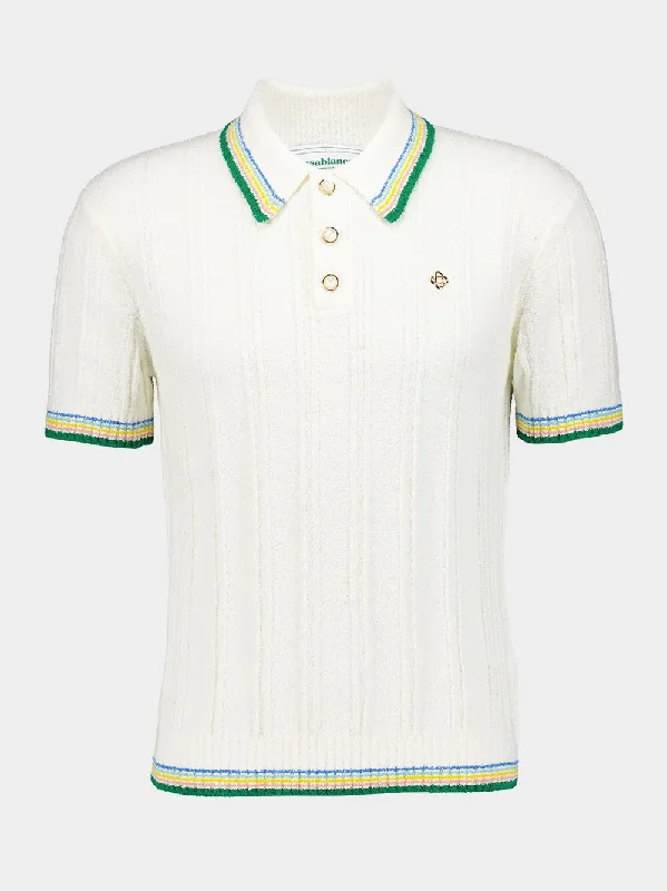 Women's clothing green living-Rib Boucle Polo Shirt