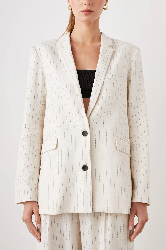 Jackets star accent-STANTON BLAZER - IVORY PINSTRIPE