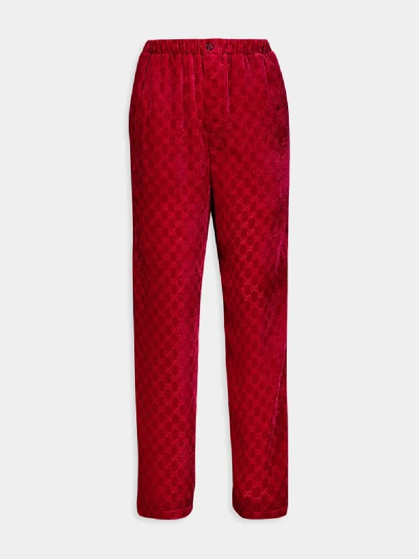 Women's clothing durable-GG-Pattern Velvet Trousers