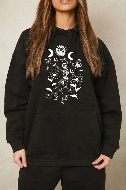 Rustic hoodies & sweatshirts-Dancing Skeleton Graphic Hoodie