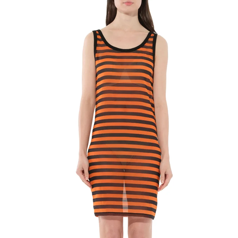 Polka dot retro dresses-Podium Sleeveless Dress in Black/Orange