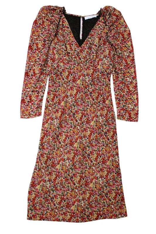 Traditional round neck dresses-Astr - Floral Midi Dress