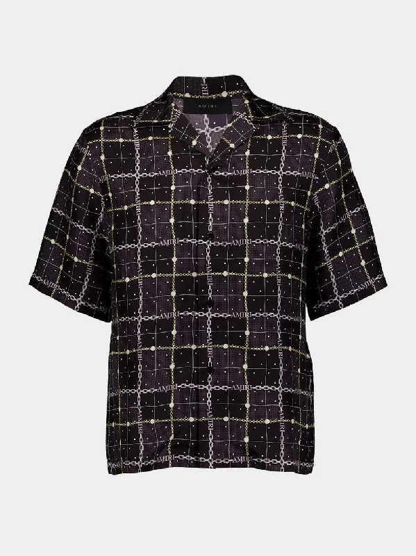 Women's clothing carry-on-Silk Chain-Link Print Shirt