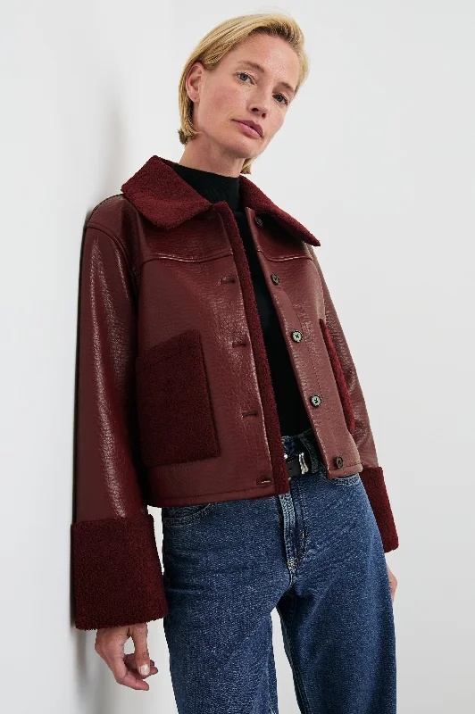 Jackets tang wrap-DRIA JACKET - MAROON SHEARLING