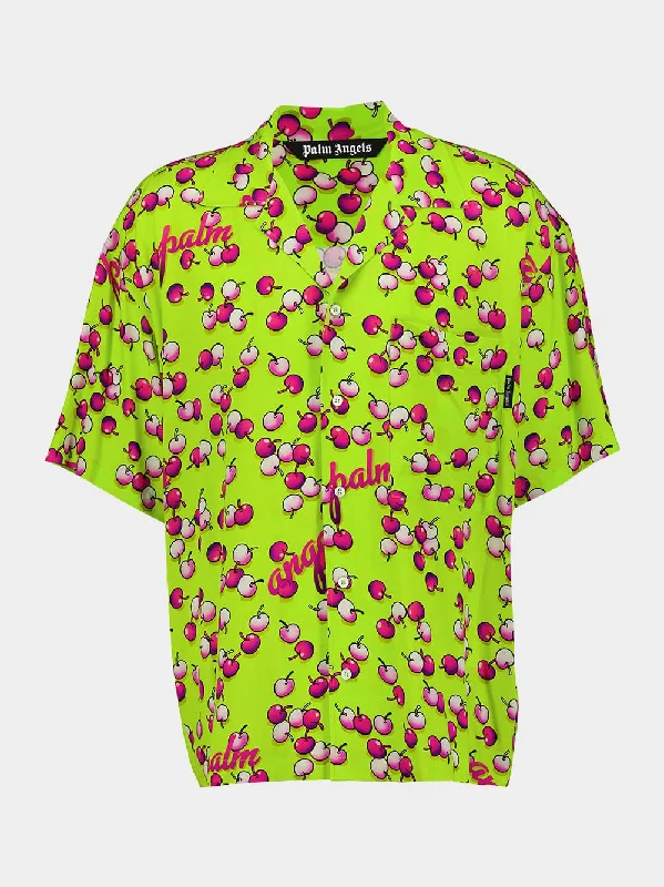 Women's clothing confident-Lime Fuchsia Cherries Shirt