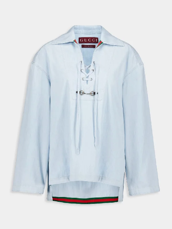 Women's clothing steal-Light Blue V-Neck Shirt