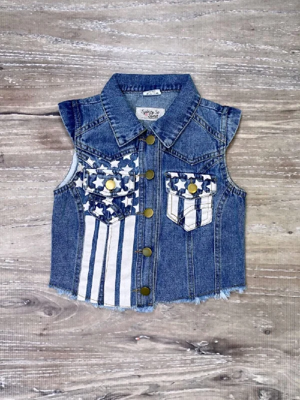 Jackets luster layer-Stars & Stripes Girls Denim Button Up Vest