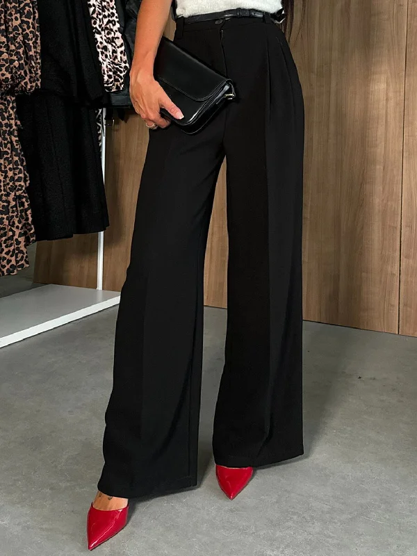 Bottoms for mild weather-High Waist Wide Leg Pants