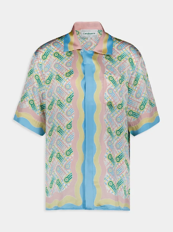 Women's clothing marketplace-Pastel Print Silk Shirt