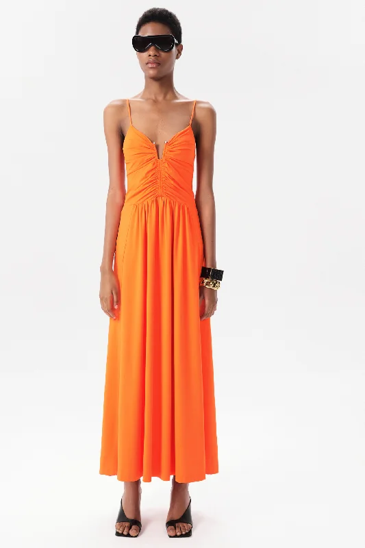 Ombre soft dresses-Maria Cher Ceibo Francine Midi Dress in Orange