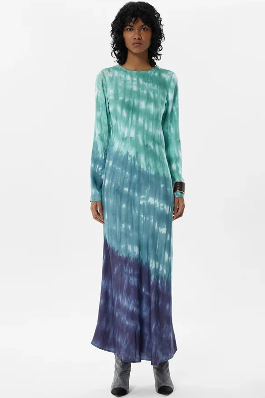 Modern wedding dresses-Maria Cher Carranza Catia Long Dress Green Hue Tie Dye