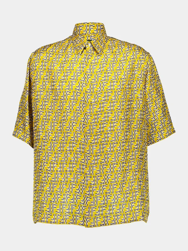 Women's clothing organic fabrics-Yellow FF Labyrinth Silk Shirt