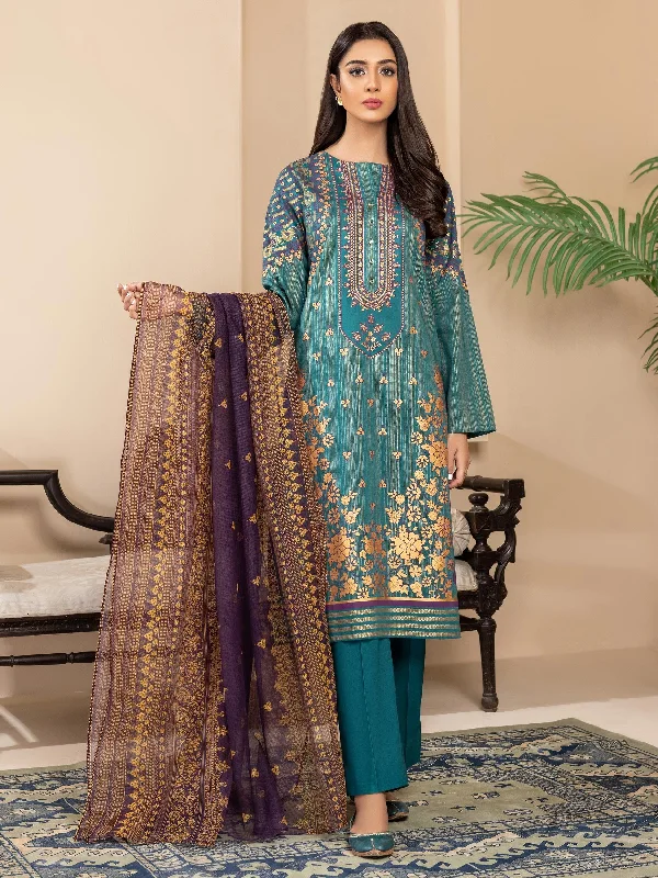 Women's clothing must-buy-3 Piece Lawn Suit-Gold Paste Print (Unstitched)