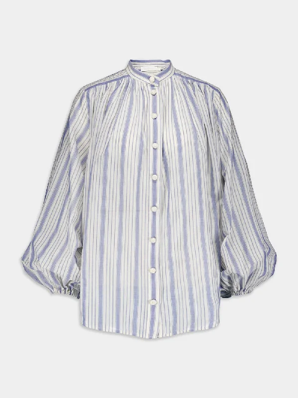 Women's clothing holiday outfits-Chintz Striped Billow Blouse