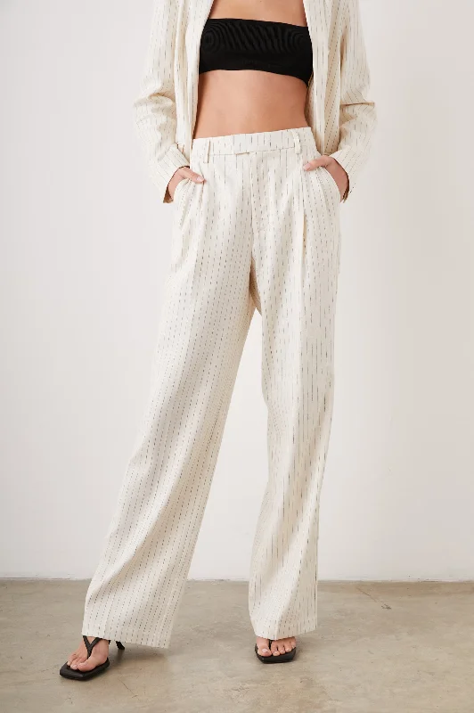 Bottoms with bags-MARNIE PANT - IVORY PINSTRIPE