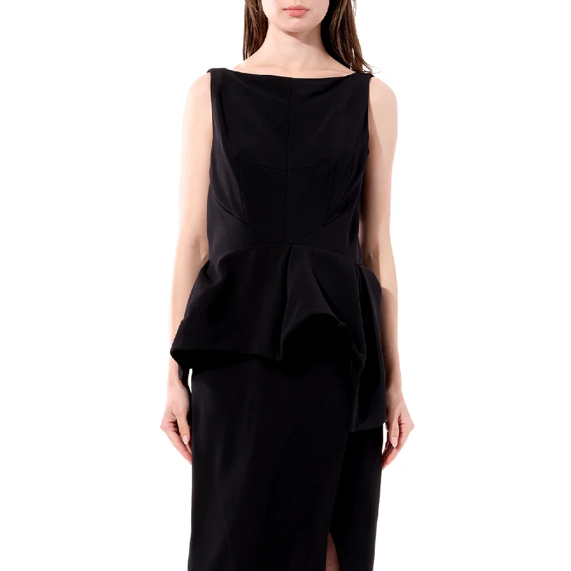 Warm layer dresses-Crepe Dress in Black