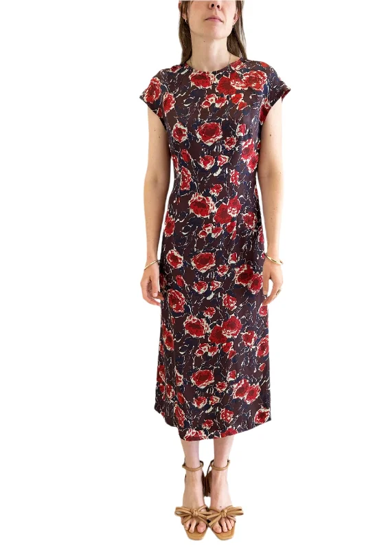 Navy smart dresses-No.6 Erika Dress in Red Roses