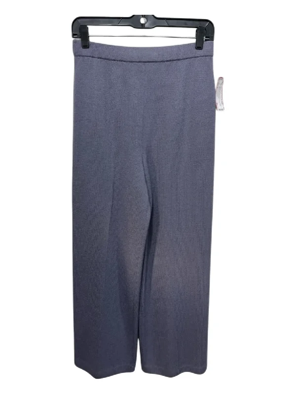 Bottoms with yoga outfits-St John Collection Size 4 Gray Wool Blend Elastic Waist Wide Leg Crop Pants