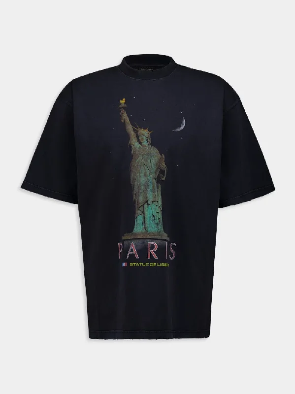 Women's clothing gala looks-Black Paris Liberty T-Shirt