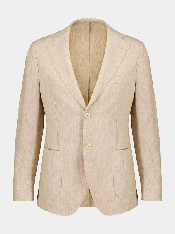 Women's clothing fancy-Nut Two-Button Linen Blazer