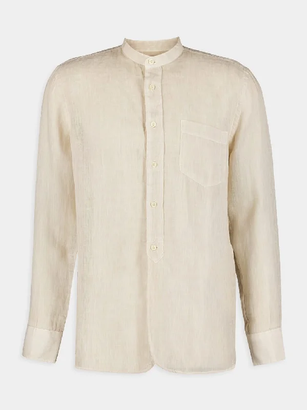 Women's clothing popular picks-Classic Beige Linen Shirt