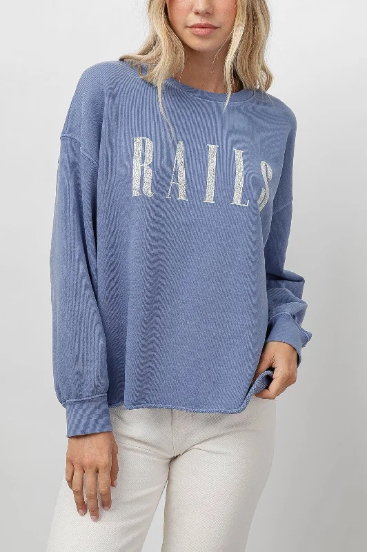 Rain-ready hoodies & sweatshirts-RAILS SIGNATURE SWEATSHIRT - WASHED INDIGO RAILS