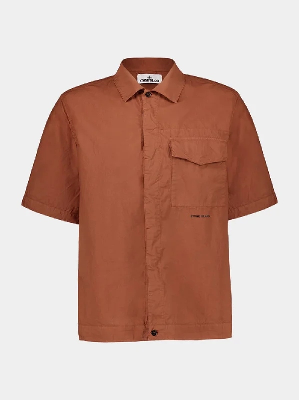 Women's clothing worth-Rust Orange Spread Collar Shirt