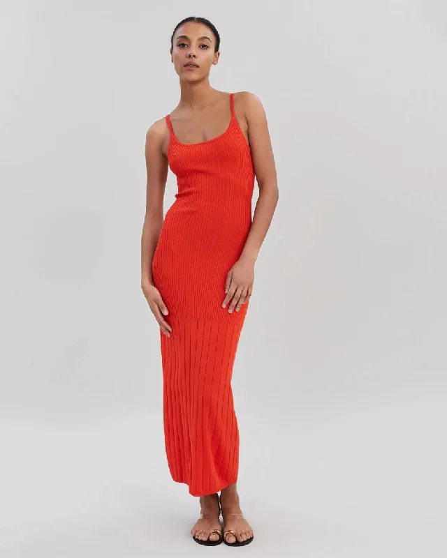 Sleek striped dresses-Solid & Striped The Noel Dress / Lava