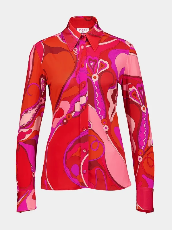 Women's clothing celebration-Orchidee-Print Shirt