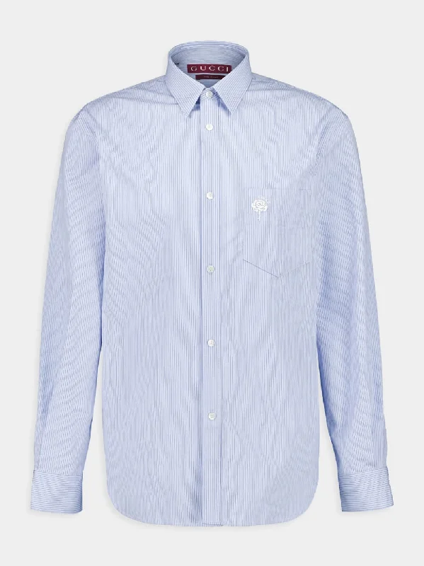 Women's clothing feminine-Light Blue Striped Men's Shirt