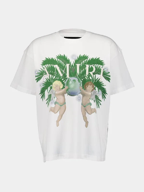 Women's clothing airport style-Palm Cherub Graphic T-Shirt