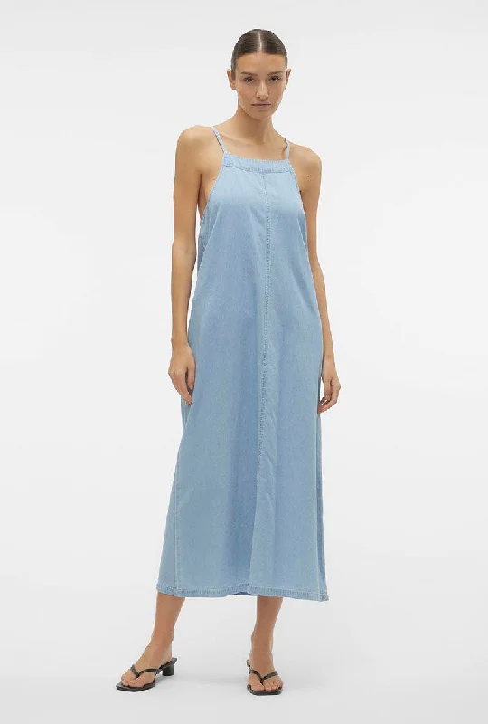 T-shirt comfy dresses-VERO MODA ADELYN SL CALF DENIM DRESS