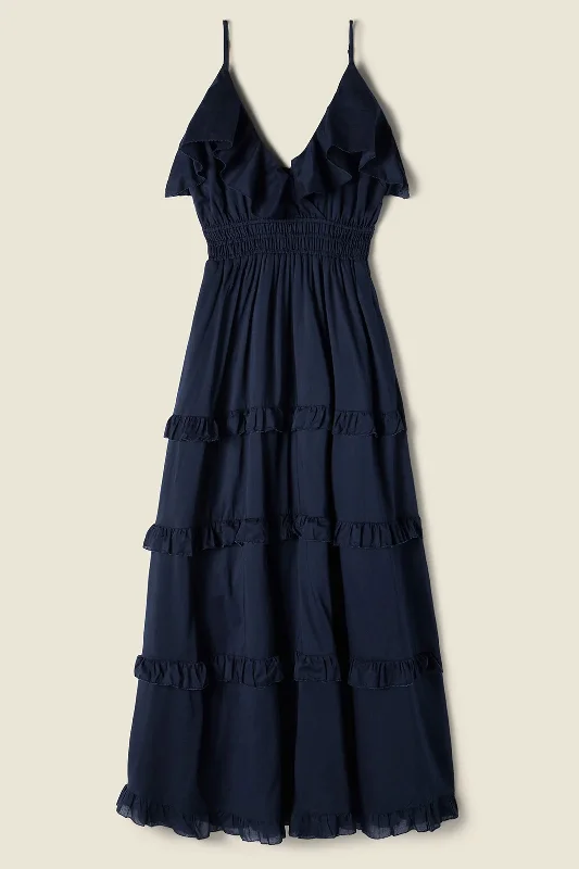 Short sleeve breezy dresses-Trovata Lisboa Dress in Navy