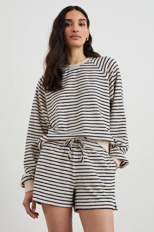 Athleisure hoodies & sweatshirts-THERON SWEATSHIRT - SAILOR STRIPE TERRY TOWEL