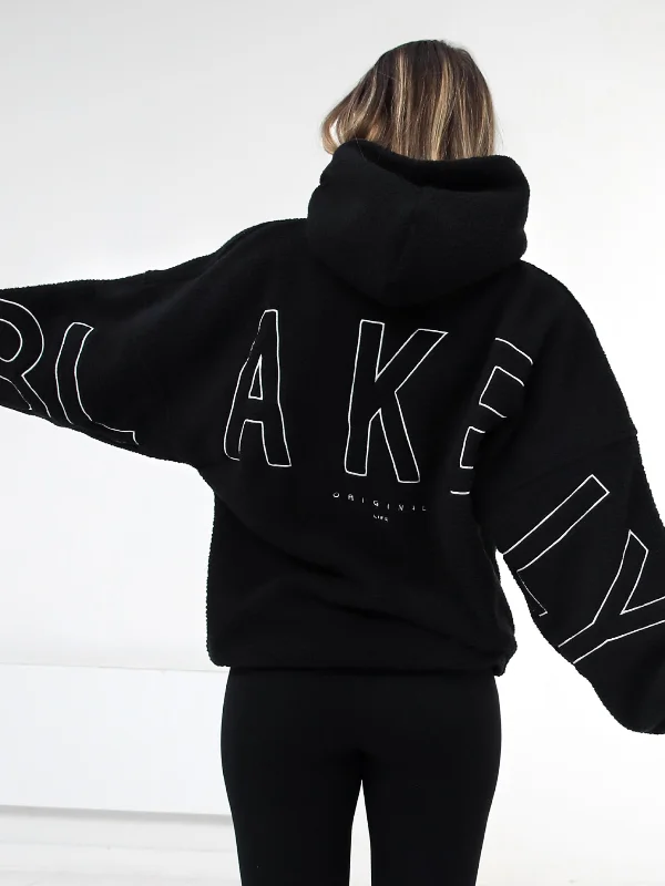 Finished-seam hoodies & sweatshirts-Borg Isabel Oversized Hoodie - Black