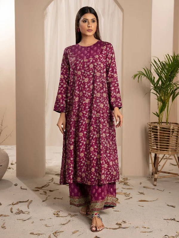 Women's clothing wool sweaters-2 Piece Linen Suit-Printed (Unstitched)