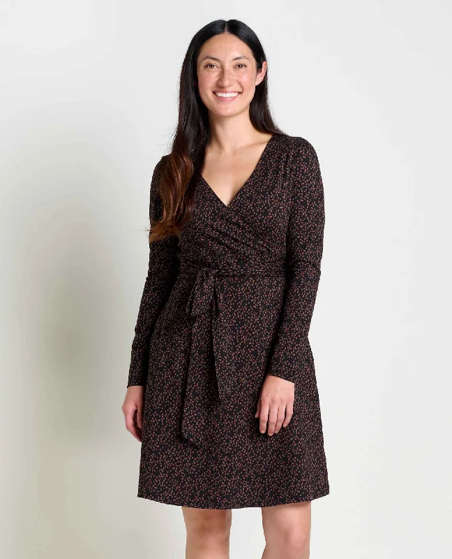 Knit wool dresses-Cue Wrap Long Sleeve Dress