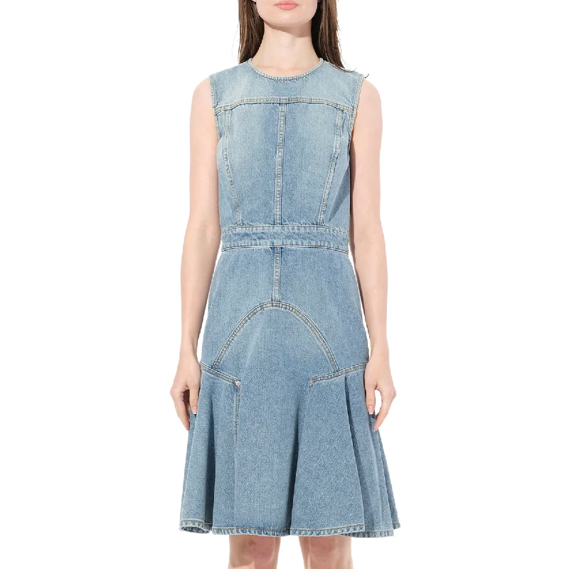 Sleek striped dresses-Abito Denim Dress in Blue