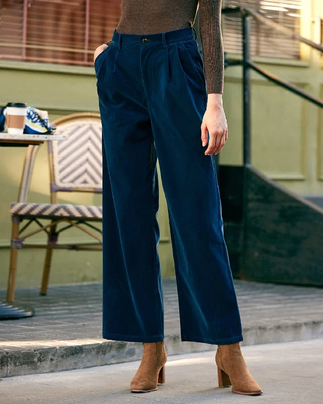 Bottoms with buttons-The High Waisted Pleated Wide Leg Pants