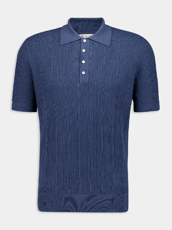 Women's clothing fit guide-Oxford Blue Rib Knit Polo