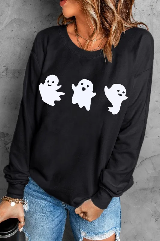 Cruise hoodies & sweatshirts-Ghost Round Neck Long Sleeve Sweatshirt