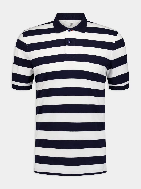 Women's clothing v-neck styles-Striped Polo Shirt