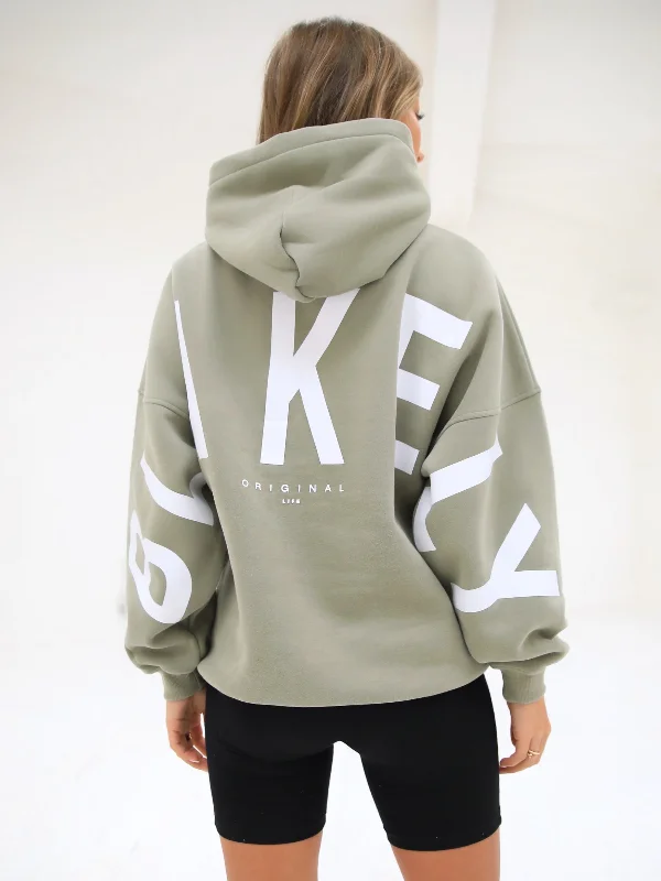 Roll-up hoodies & sweatshirts-Isabel Oversized Hoodie - Olive