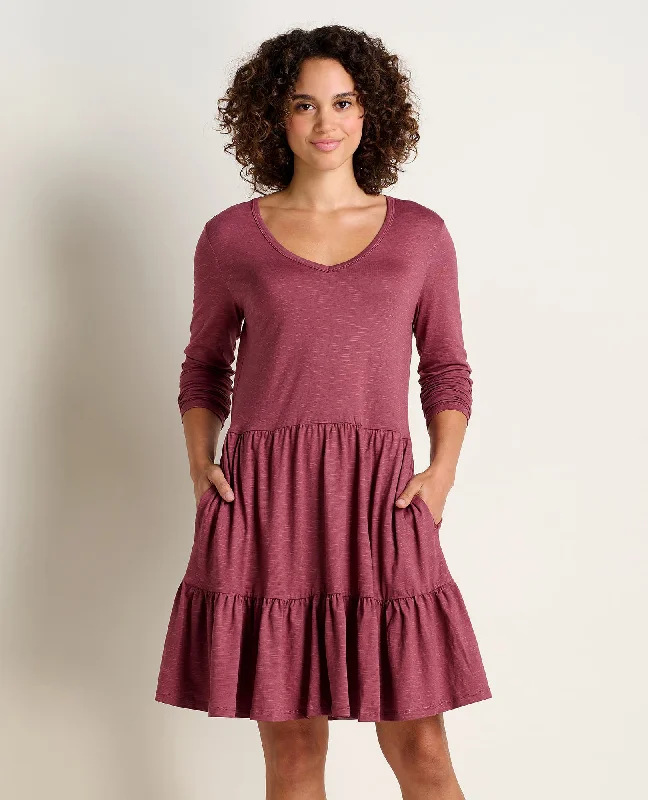 Mauve dusk dresses-Marley Tiered Long Sleeve Dress