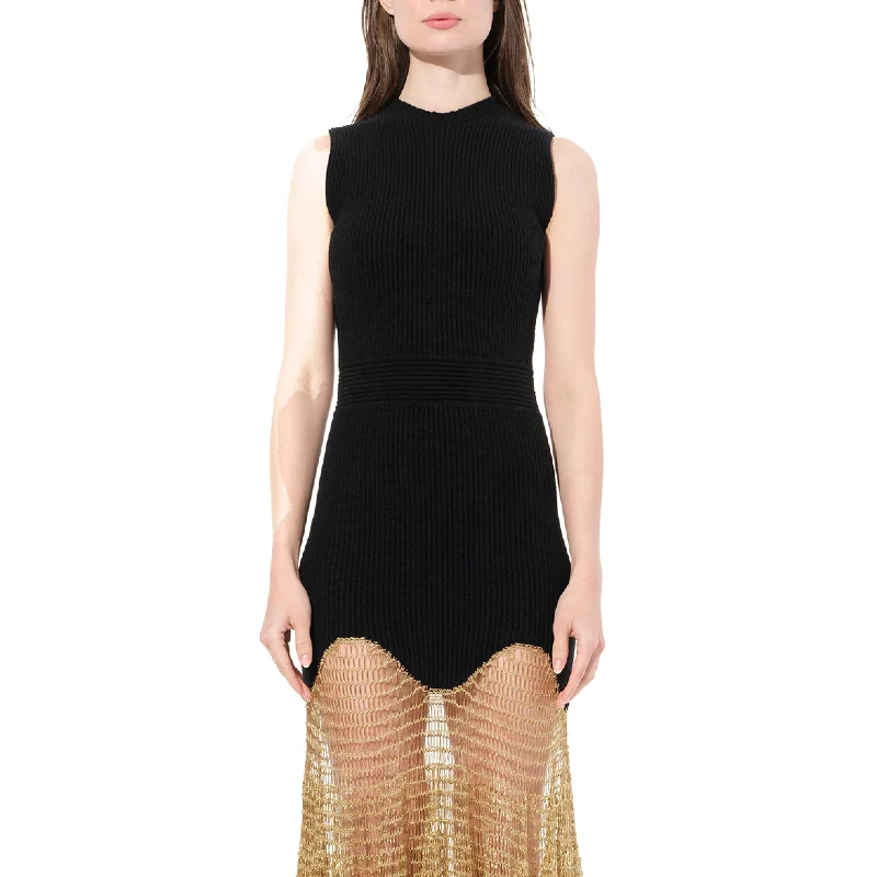 T-shirt cotton dresses-Knit Dress in Black/Gold