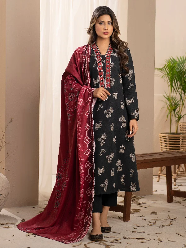 Women's clothing stretchy fabrics-3 Piece Khaddar Suit-Printed (Unstitched)